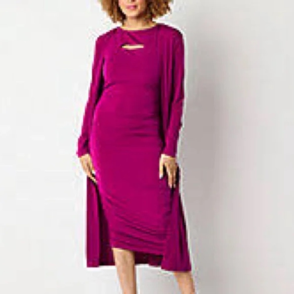 Bold elements women’s midi jacket Sleeveless dress two piece set purple XL New